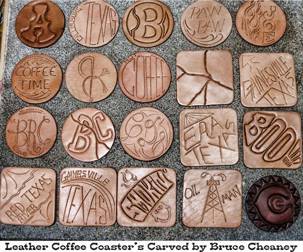 Leather coffee coasters