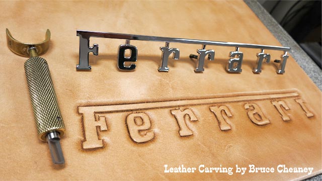Ferrari Logo carved into leather